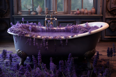 Indulge in Tranquility: Lavender Bathtub Retreat - AR 3:2の素材