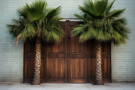 Enigmatic Oasis: A Glimpse into Tranquility beside the Wooden Doorの素材