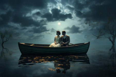 Captivating Journey: A Tale of Two Souls Aboard the Boatの素材