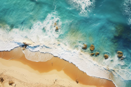 Captivating Aerial Perspective: Beach Bliss Unveiled in Striking 3:2 Compositionの素材