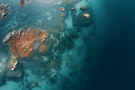 Glimpses from Above: Captivating Aerial Perspectives of a Serene Body of Water (AR 3:2)の素材