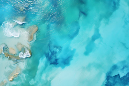 Capturing the Serene Beauty: A Breathtaking Aerial Shot of a Body of Water in AR 3:2の素材