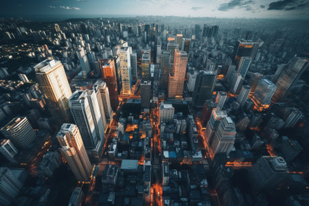 Captivating Cityscape: Enchanting Aerial View of Urban Buildingsの素材