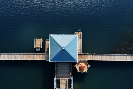 Captivating Perspectives: A Breathtaking Aerial View of a Boat Dockの素材