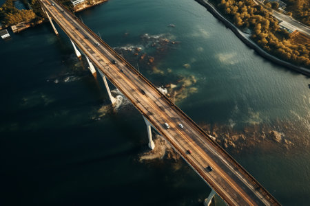 Breathtaking Aerial Capture: Exploring the Bridge from Above --ar 3:2の素材