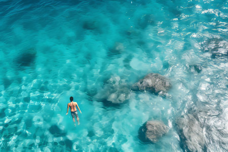 Unforgettable Summer Adventure: An Anonymous Traveler Dives into the Turquoise Oceanの素材