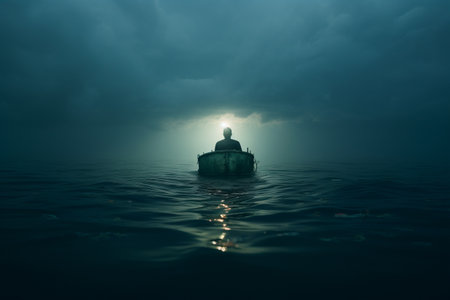 Enigmatic Figure Aboard an Enchanting Sea Voyage: Anonymous Perspectives Unveiled â AR 3:2の素材