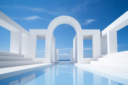 Capturing the Allure of White and Blue Marvels: Architectural Photography in a 3:2 Frameの素材