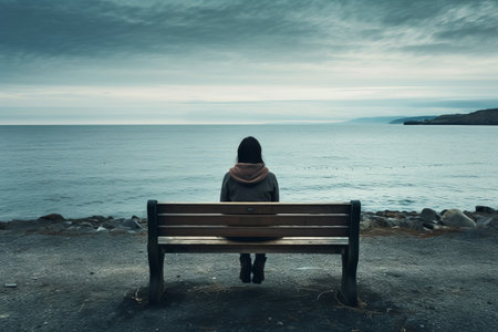 Mystery and Serenity: The Enigmatic Woman by the Seaの素材