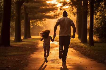 Daddy and Daughter Dash: A Heartwarming Park Pathway Adventureの素材