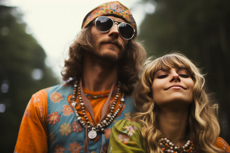 Through the Lens: Capturing the Timeless Charm of a Hippie Couple -AR 3:2の素材