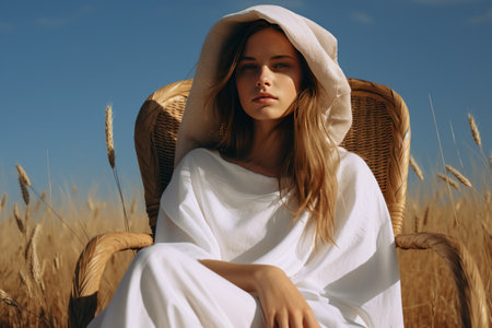 Meadow's Grace: A Stunning Woman Embracing Serenity amidst Nature - AR 3:2の素材