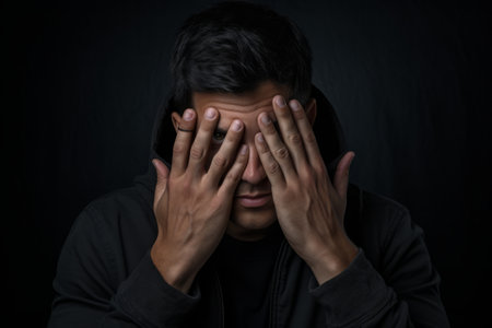 The Hidden Struggles: Exploring the Masked Identity of a Man --ar 3:2の素材