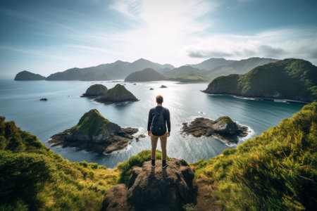 Embracing Serenity: Captivating Islands Unveiled by the Cliff Edgeの素材