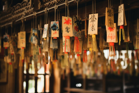 Serenity Illuminated: Resplendent Chochin Japanese Paper Lamps Adorning an Ancient Shrine - AR 3:2の素材
