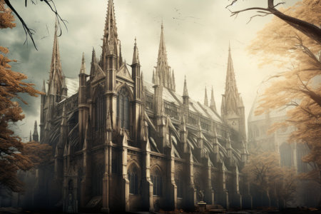 Aesthetic Harmony: The Stunning Beige and Gray Cathedral in 3:2の素材