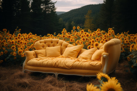 Radiant Splendor: A Bed of Sunflowers in AR 3:2の素材