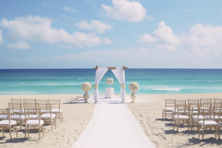 Serenity Unveiled: A Breathtaking Daytime Beach Wedding Ceremony at 3:2の素材