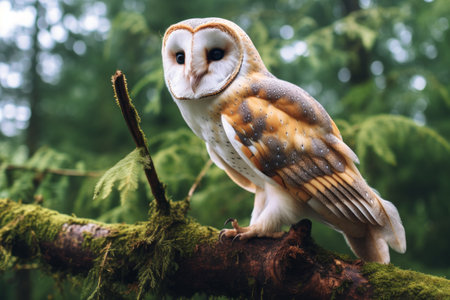 Majestic Barn Owl: A Scenic Perch on a Treeの素材