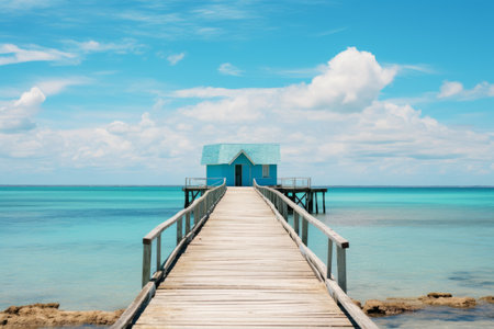 Serenity at the Beach: A Dockside Hideaway beneath Azure Skies -- AR 3:2の素材