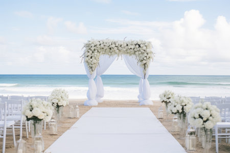 A Stunning Daytime Beach Wedding Ceremony: Capturing the Magic in 3:2の素材