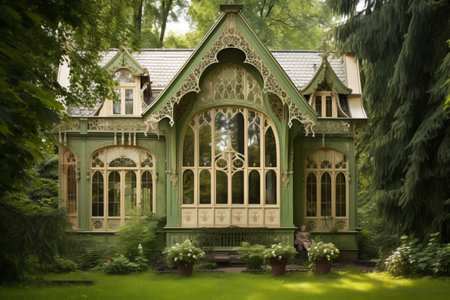 Aesthetic Harmony: Exploring the Beige and Green Houseの素材