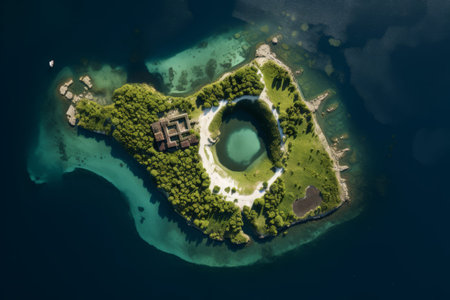 A Spectacular Aerial Perspective: Bird's Eye View of Island --ar 3:2の素材