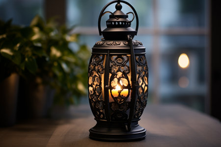 Mysterious Glow: Black Candle Lantern - AR 3:2の素材