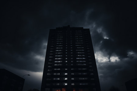 Obsidian Skyscraper: An Architectural Marvel in Monochromeの素材