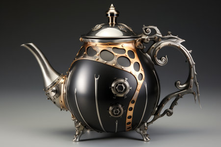 The sleek elegance of the Black and Silver Coffee Pot: A Perfect Addition to Your Kitchen! -AR 3:2の素材