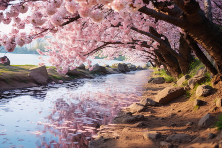 Captivating Beauty: Blooming Cherry Tree in Spring Natureの素材