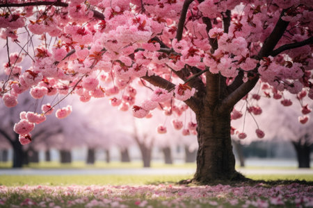 Blossoms in Full Bloom: Capturing the Allure of a Springtime Cherry Treeの素材