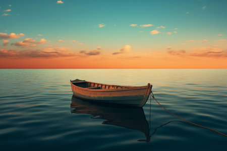 Serenity in Motion: Exploring the Tranquil Waters on a Boatの素材