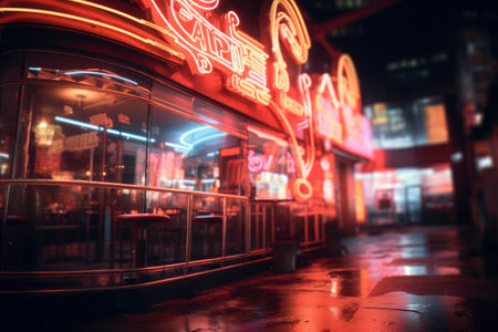 Enigmatic Glow: Capturing the Blurry Beauty of a Neon Signage in 3:2の素材
