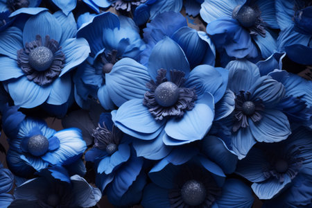 Intriguing Blue-Petaled Flowers Gracefully Bloom in a Captivating 3:2 Artistic Compositionの素材