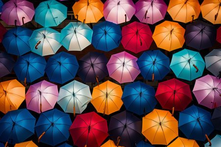 A Vivid Array of Assorted-color Umbrellas: Captivating in a 3:2 Aspect Ratioの素材
