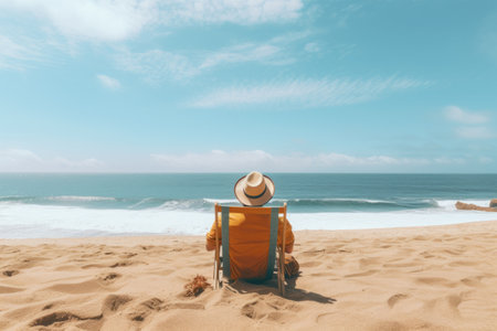 Sandy Serenity: Unveiling the Hidden Journey of an Anonymous Traveler on a Summer Ocean Beach - AR 3の素材