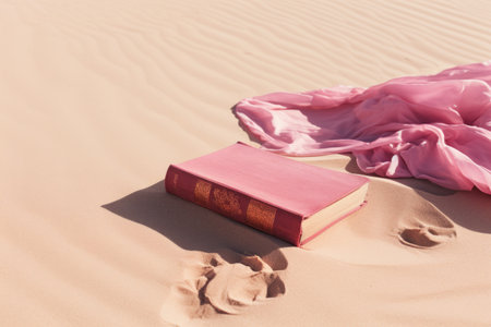 Pink Textile in the Sands: Unveiling the Beauty of Desert Daylight --ar 3:2の素材
