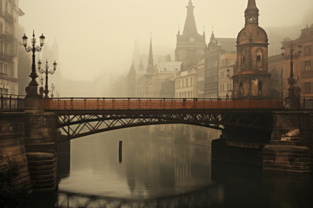 Iconic Cityscape: Stunning Bridge Arching Over a Majestic Riverの素材