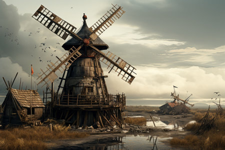 The Aesthetics of Diversity: Unveiling the Brown and Black Windmill in a 3:2 Ratioの素材
