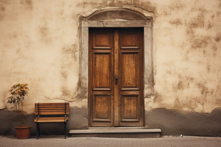 Earth Tones Welcoming: A Brown and Beige Door - AR 3:2の素材