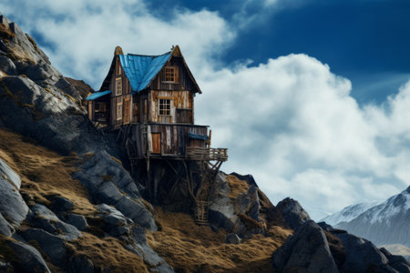 Majestic Mountain Retreat: The Brown and Blue Houseの素材