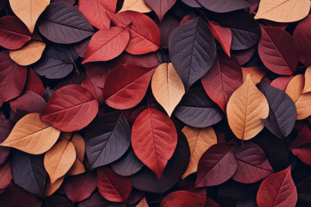 Falling Colors: A Kaleidoscope of Brown and Red Leaves in an Aspect Ratio of 3:2の素材