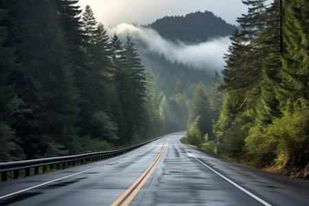 Immersive Journey: Exploring the Enchanting Forests on Asphalt Highwayの素材