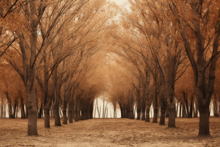 Autumn's Brown Leafed Trees Wallpaper: A Captivating 3:2 Sceneryの素材