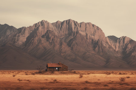 Majestic Beauty of the Brown House Nestled Amidst Breathtaking Mountainsの素材
