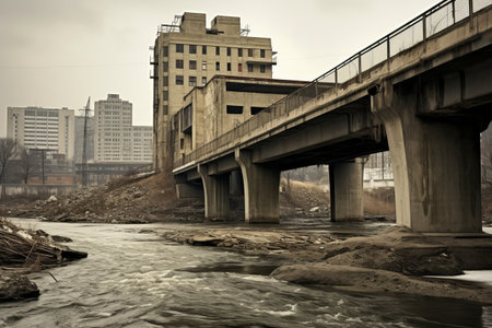 Urban Encounters: Exploring the Architecture of Brown Concrete Buildings and Bridgeの素材