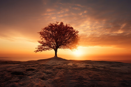 Capturing Nature's Ephemeral Beauty: Brown Leaves Gleam in the Sunset Glow [AR 3:2]の素材