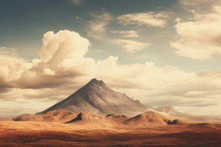 Majestic Brown Mountain Embraced by a Dramatic Cloudy Sky - AR 3:2の素材