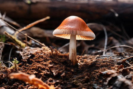 Fungi in Focus: Discover the Enchanting Brown Mushroom on Groundの素材